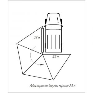 Маркиза автомобильная РИФ веерная 2,5х2,5 м (левая)